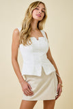 Anya Lace Trim Button Up Tank (Off White)