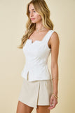 Anya Lace Trim Button Up Tank (Off White)
