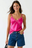 Cassie Lace Trim Cami (Hot Pink)