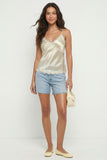 Cassie Lace Trim Cami (Tan)