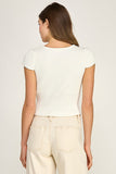 Ribbed Button Down Top (Off White)