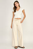 Ribbed Button Down Top (Off White)