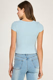 Ribbed Button Down Top (Blue)