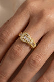 Cz Baguette Belt Ring (Gold)