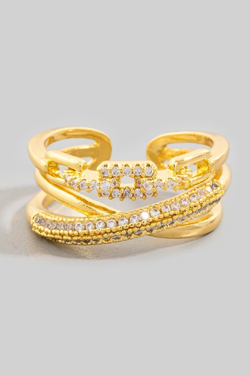Three Row Twist Cz Ring