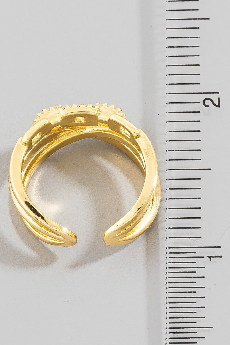 Three Row Twist Cz Ring