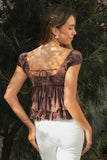Aveline V-neck Boho Top (Brown)