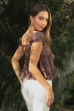 Aveline V-neck Boho Top (Brown)