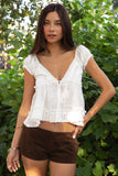 Aveline V-neck Boho Top (White)