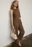 Stripe Sleeveless Top (Brown)