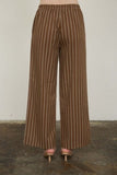 Stripe Elastic Waist Pants (Brown)
