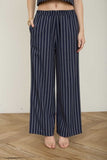 Stripe Elastic Waist Pants (Navy)