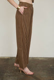 Stripe Elastic Waist Pants (Brown)