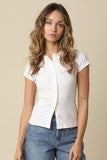 Leslie Sculpt Button Knit Top (Off White)
