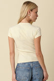 Leslie Sculpt Button Knit Top (Cream)