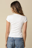 Leslie Sculpt Button Knit Top (Off White)