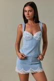 Denim Flirty Lace Top