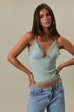 Lace Trim Cami Top (Sage)