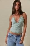 Lace Trim Cami Top (Sage)