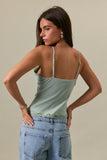 Lace Trim Cami Top (Sage)