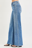 High Rise Wide Leg Studded Jeans
