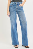 High Rise Wide Leg Studded Jeans