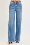 High Rise Wide Leg Studded Jeans