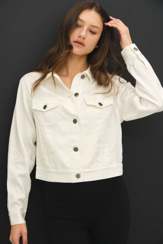 ivory cropped jacket to wear over dress Ivory Cropped Tweed Jacket - All Outerwear