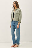 Callie Cropped Western Jacket (Sage Green)