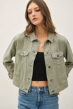 Callie Cropped Western Jacket (Sage Green)