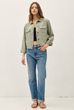 Callie Cropped Western Jacket (Sage Green)