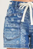 Paisley Print Patch Pocket Shorts