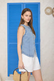 Washed Denim Button Down Vest