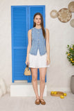 Washed Denim Button Down Vest