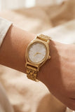 Oval Roman Numeral Metal Strap Watch