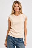 Terry Side Ruched Muscle Top (Taupe)
