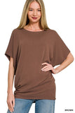 Hacci Dolman Sleeve Top (Brown)