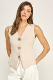 Gold Button Split Vest