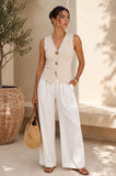 Gold Button Split Vest
