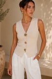 Gold Button Split Vest