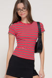 Retro Stripe Ribbed Top (Red)