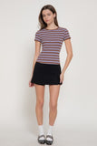 Retro Stripe Ribbed Top (Brown)