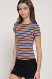 Retro Stripe Ribbed Top (Brown)
