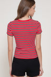 Retro Stripe Ribbed Top (Red)