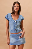 Denim Doll Collared Top