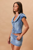 Denim Doll Collared Top