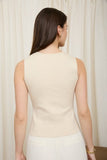 Seamless V Neck Knit Vest (Cream)