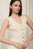 Seamless V Neck Knit Vest (Cream)