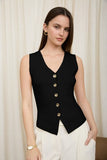 Seamless V Neck Knit Vest (Black)
