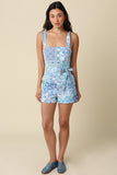 Lucy Print Tie Belted Romper